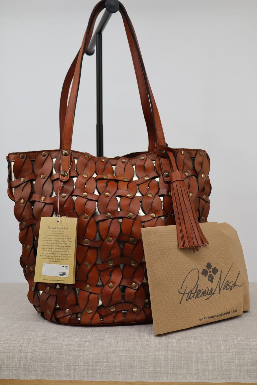 Patricia Nash Mizzana Twisted Braid Tote Brown Leather NWT Dust Bag